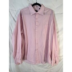 Calvin Klein Men's Pink Stripe Button Down Shirt Regular Fit 2XL 18 36/37